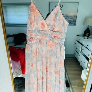 Lulu's Peach and Gray Floral Dress